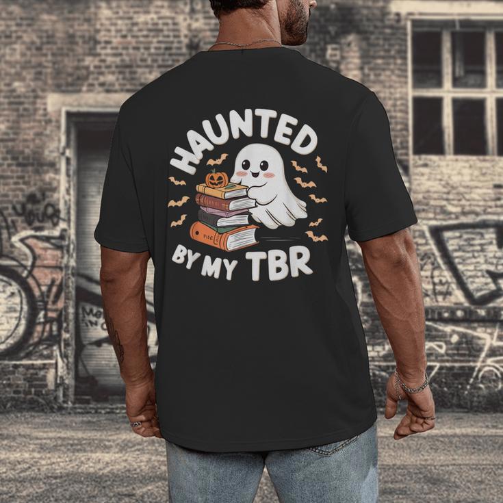Haunted By My TBR Cute Ghost Book Reading Teacher Halloween Men's Back Print T-Shirt