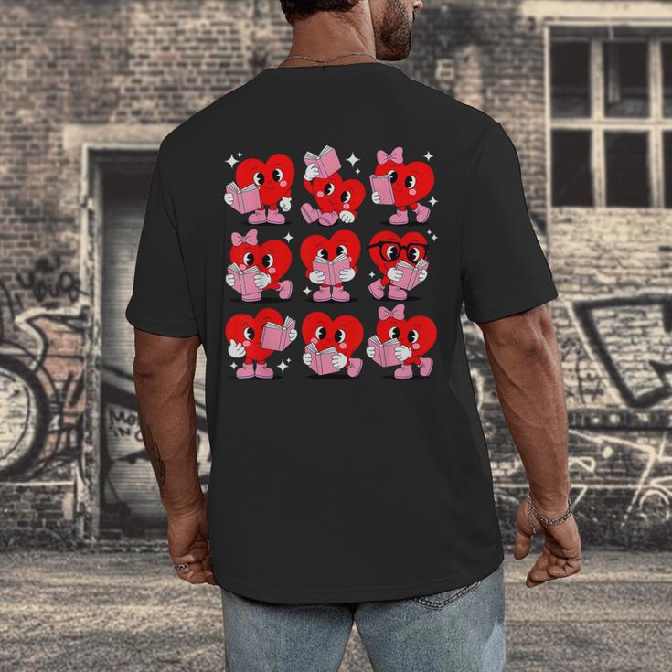 Heart Reading Books Valentine Teacher Boys Girls Book Lover Men's Back Print T-Shirt Heart Reading Books Valentine Teacher Boys Girls Book Lover Men's Back Print T-Shirt