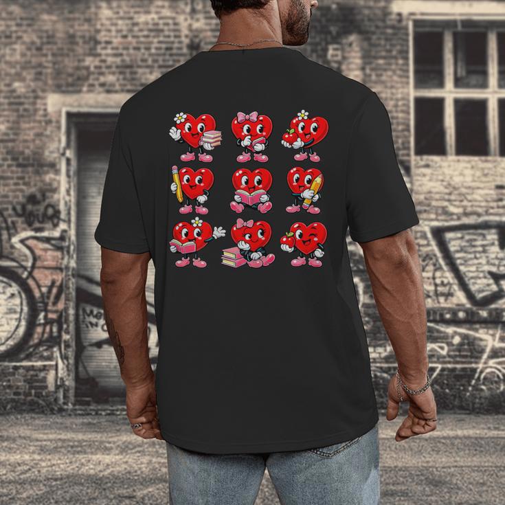 Heart Reading Books Valentine’s Day Girl And Boy Book Lovers Men's Back Print T-Shirt Heart Reading Books Valentine’s Day Girl And Boy Book Lovers Men's Back Print T-Shirt