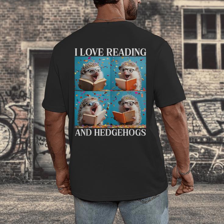 Hedgehog Love Reading And Hedgehogs Child Book Lover Men's Back Print T-Shirt