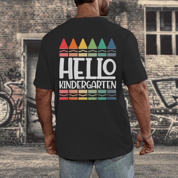 Hello Kindergarten First Day Back To School Graduation Men's Back Print T-Shirt
