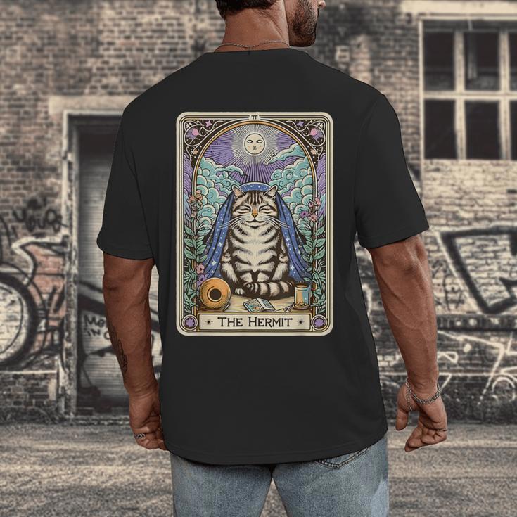 The Hermit Cat Tarot Card Introvert By Georgi Men's Back Print T-Shirt The Hermit Cat Tarot Card Introvert By Georgi Men's Back Print T-Shirt