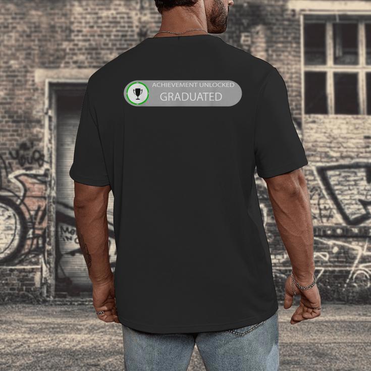 High School Or College Graduation Achievement Unlocked Men's Back Print T-Shirt