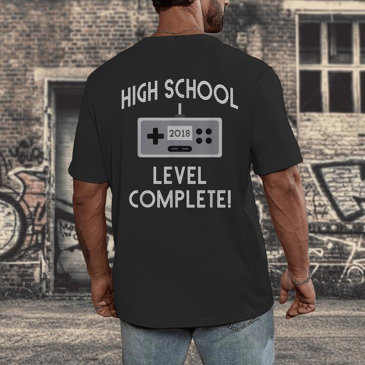 High School Graduation Shirt Level Complete Video Gamer Men's Back Print T-Shirt