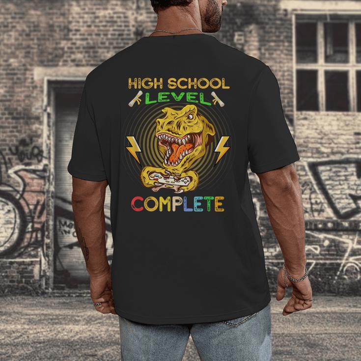 High School Level Complete Gamer Graduation Dinosaur 2021 Men's Back Print T-Shirt
