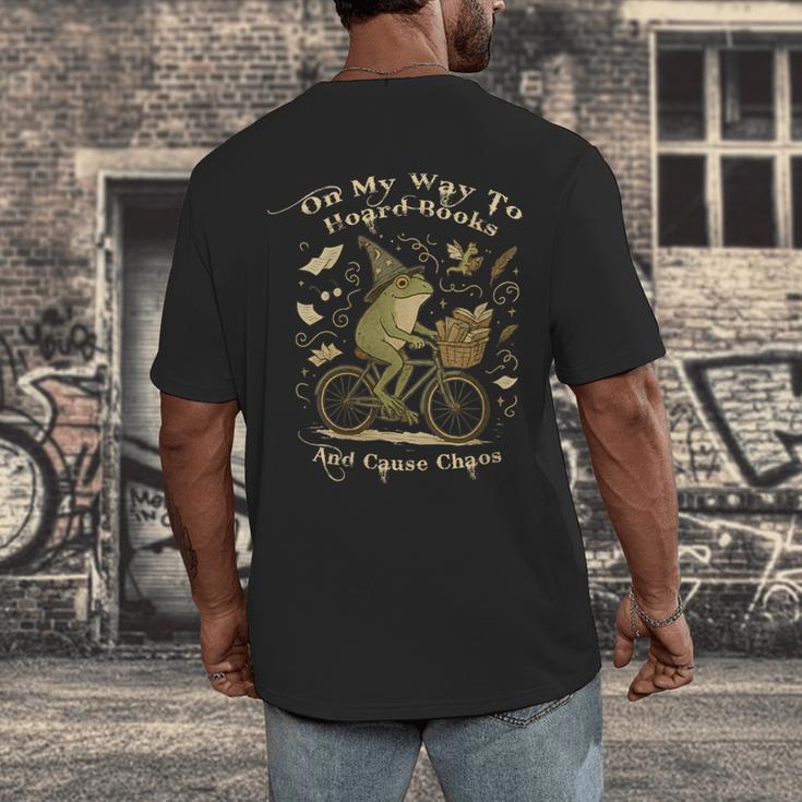 On My Way To Hoard Books And Cause Chaos Tom Foolery Frog Men's Back Print T-Shirt