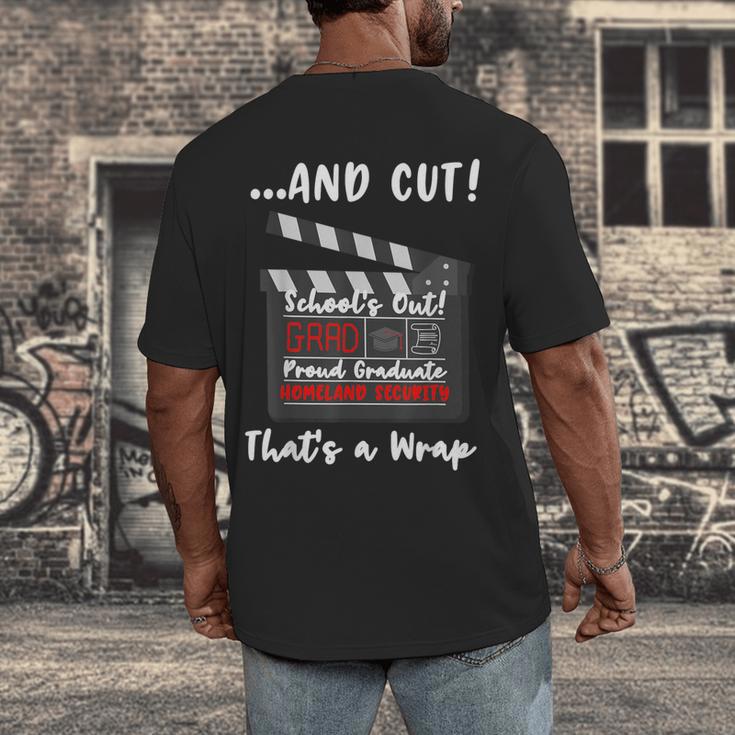 Homeland Security Degree Graduation Film Clapper Men's Back Print T-Shirt