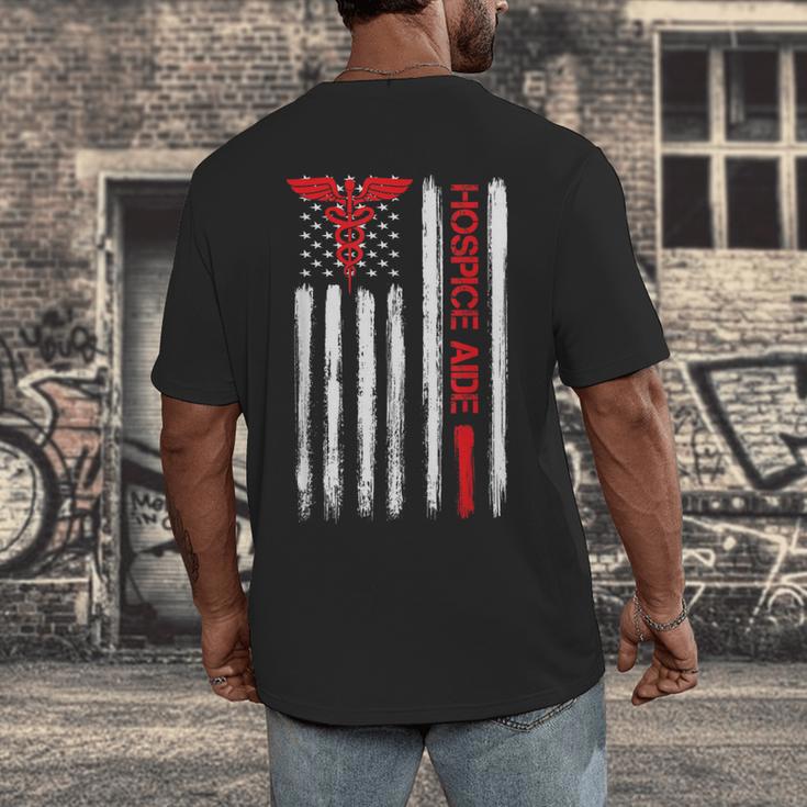 Hospice Aide American Flag Nurses Graduation Medical Men's Back Print T-Shirt