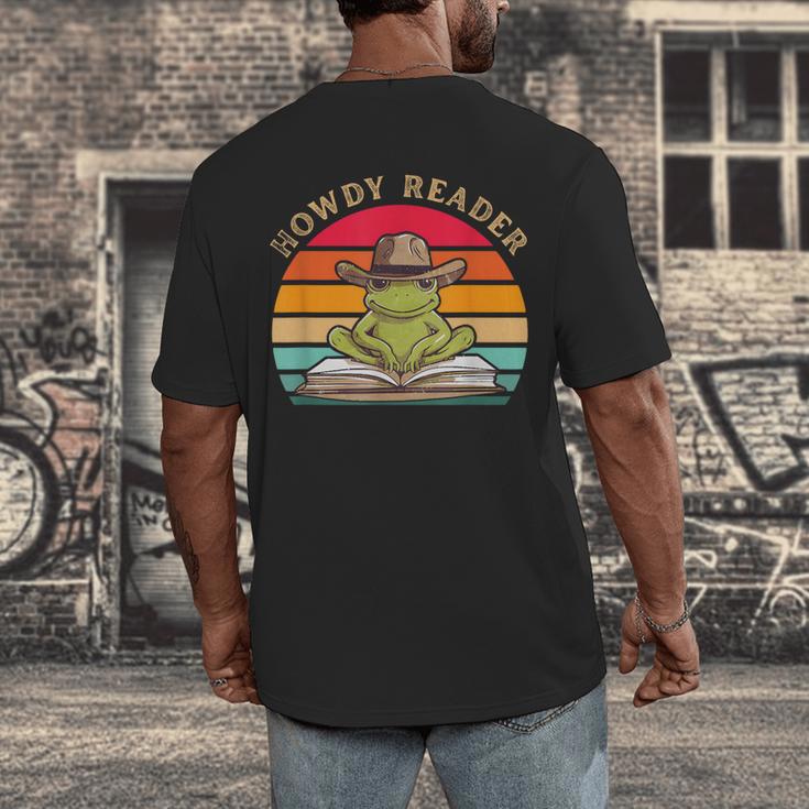 Howdy Reader Frog Reading Book Vintage Men's Back Print T-Shirt