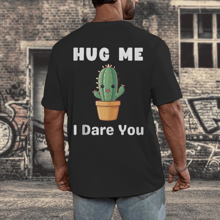 Hug Me I Dare You Introvert Cactus Tee Men's Back Print T-Shirt