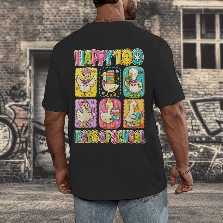 HUGvyn Happy 100 Days Of School Teacher Goose Preppy Books Men's Back Print T-Shirt HUGvyn Happy 100 Days Of School Teacher Goose Preppy Books Men's Back Print T-Shirt
