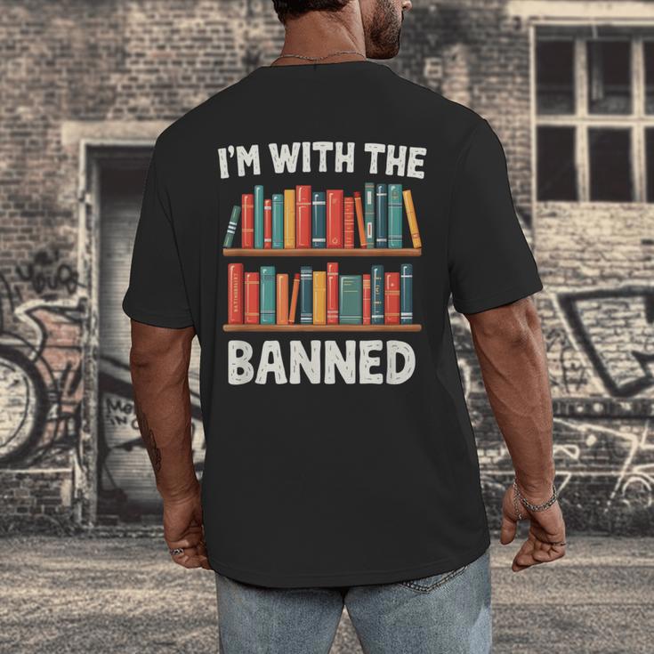 I'm With The Banned Librarian Banned Book Lover Reader Men's Back Print T-Shirt I'm With The Banned Librarian Banned Book Lover Reader Men's Back Print T-Shirt