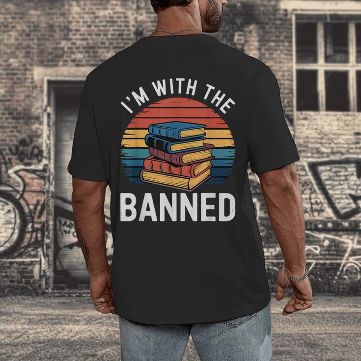 I'm With The Banned Stack Of Books Vintage Sunset Retro Men's Back Print T-Shirt