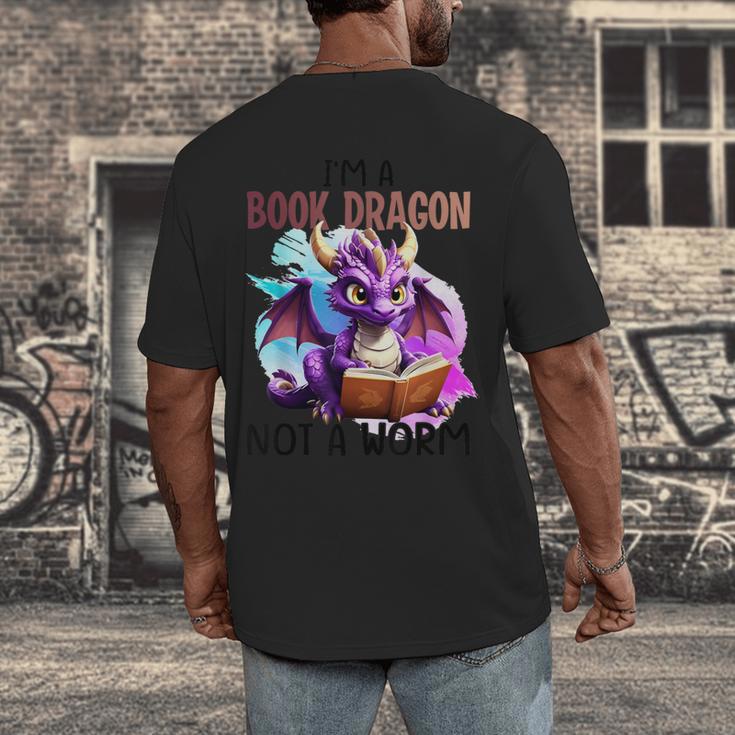 I'm A Book Dragon Not A Worm Men's Back Print T-Shirt