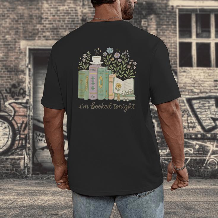 I'm Booked Tonight Cozy Floral Book Lover Graphic Men's Back Print T-Shirt