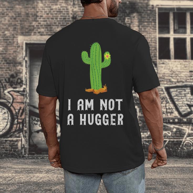 I'm Not A Hugger Cactus Not a Hugger Introvert Cute Men's Back Print T-Shirt