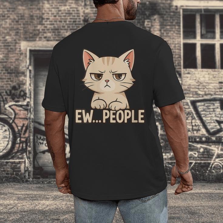 Introvert Anime Cat Ew People Men's Back Print T-Shirt