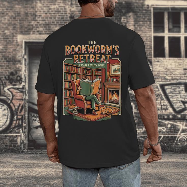 Introvert Book Lover The Bookworm's Retreat Men's Back Print T-Shirt Introvert Book Lover The Bookworm's Retreat Men's Back Print T-Shirt