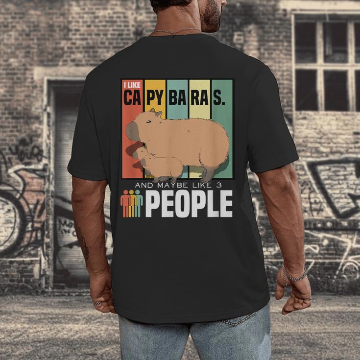 Introvert Capybara Rodent Animal Lover Antisocial Retro Men's Back Print T-Shirt Introvert Capybara Rodent Animal Lover Antisocial Retro Men's Back Print T-Shirt