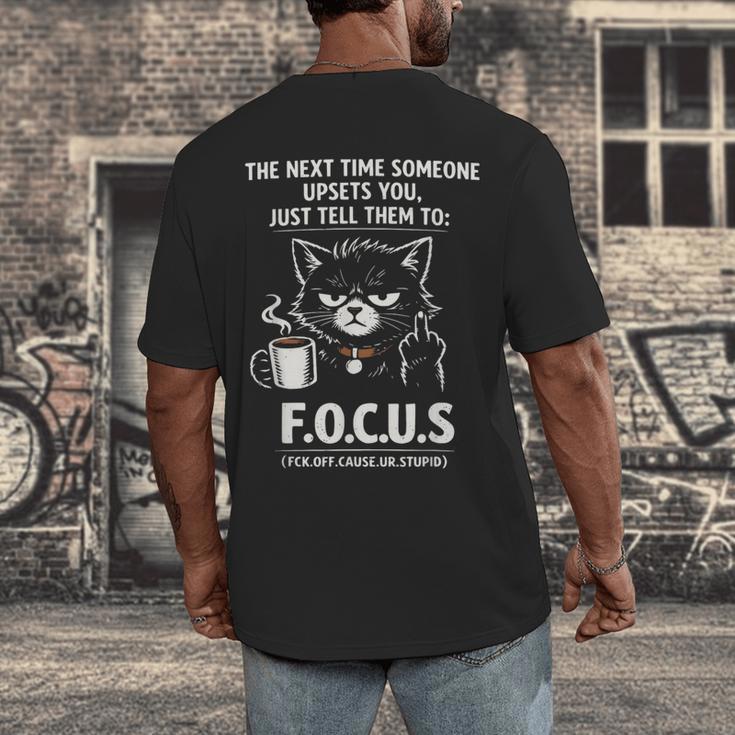 Introvert Cat Coffee Sarcastic Dark Humor Focus Meme Graphic Men's Back Print T-Shirt Introvert Cat Coffee Sarcastic Dark Humor Focus Meme Graphic Men's Back Print T-Shirt