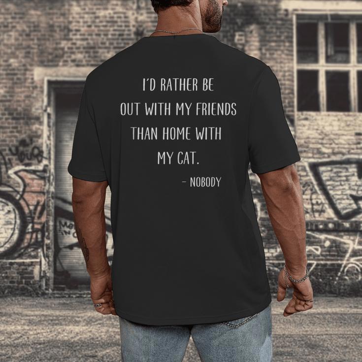 Introvert Cat Lover Quote Humor Social Introversion Men's Back Print T-Shirt Introvert Cat Lover Quote Humor Social Introversion Men's Back Print T-Shirt