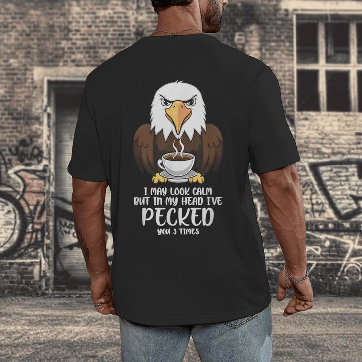Introvert Eagle And Coffee Lovers Men's Back Print T-Shirt Introvert Eagle And Coffee Lovers Men's Back Print T-Shirt