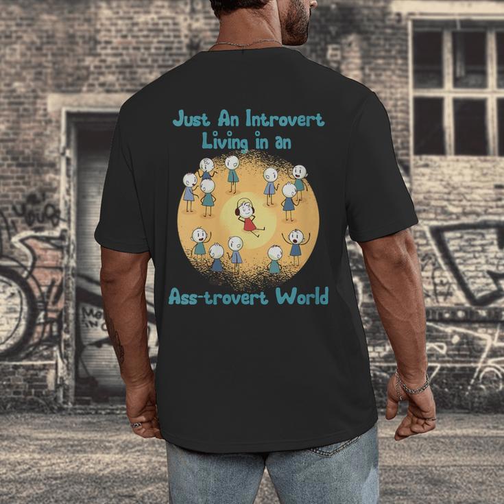 Introvert Extrovert Cartoon In Asstrovert World Men's Back Print T-Shirt Introvert Extrovert Cartoon In Asstrovert World Men's Back Print T-Shirt