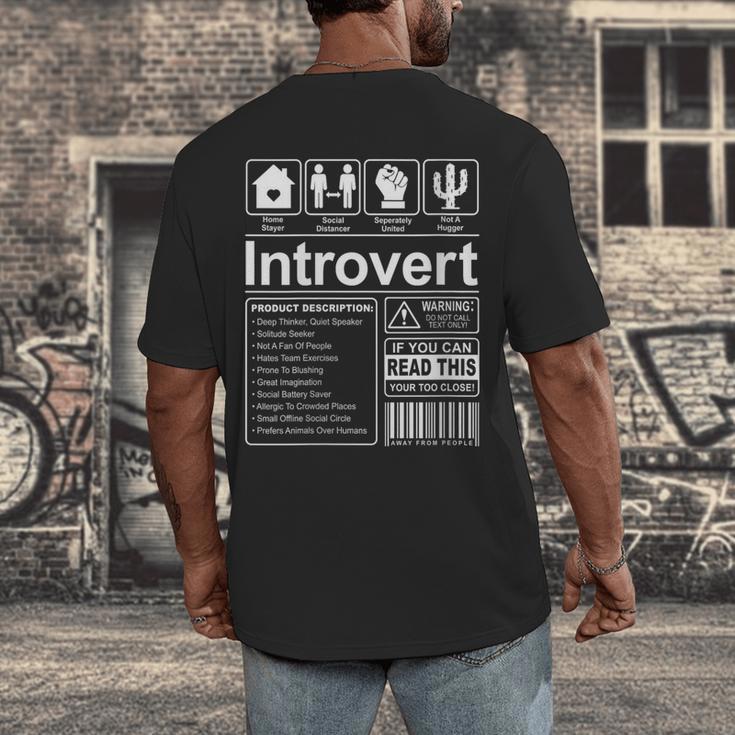 Introvert Label Antisocial Loner Socially Awkward Men's Back Print T-Shirt Introvert Label Antisocial Loner Socially Awkward Men's Back Print T-Shirt