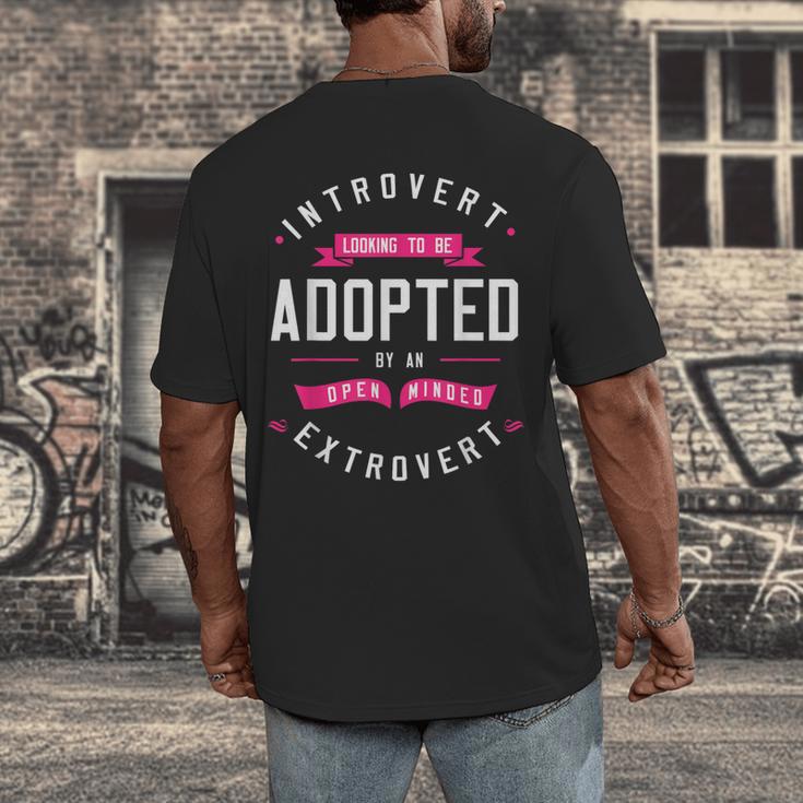 Introvert Looking To Be Adopted Introvert Humor Men's Back Print T-Shirt Introvert Looking To Be Adopted Introvert Humor Men's Back Print T-Shirt