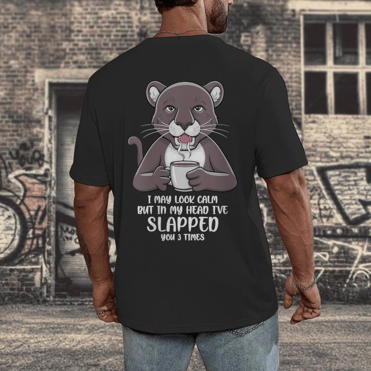 Introvert Panther And Coffee Lovers Men's Back Print T-Shirt Introvert Panther And Coffee Lovers Men's Back Print T-Shirt