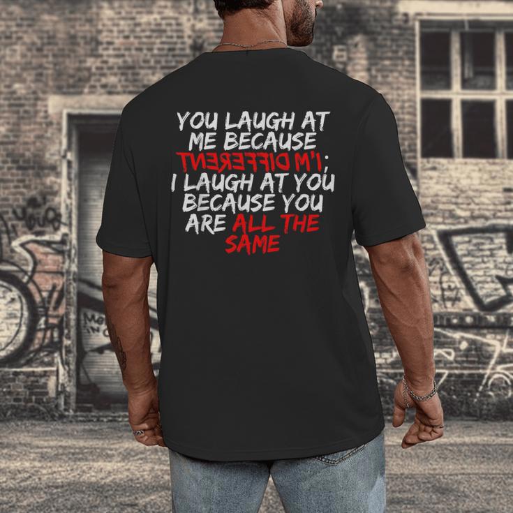 Introvert Quote With Backwards I'm Different Men's Back Print T-Shirt Introvert Quote With Backwards I'm Different Men's Back Print T-Shirt