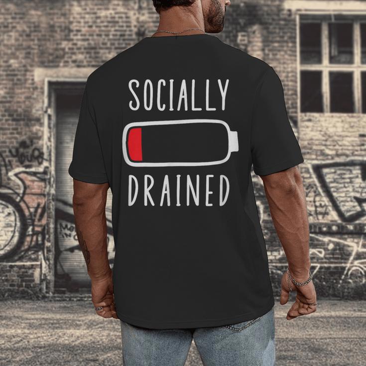 Introvert Socially Drained Battery Men's Back Print T-Shirt Introvert Socially Drained Battery Men's Back Print T-Shirt