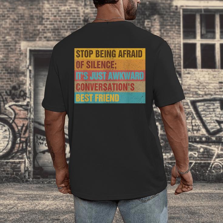 Introvert Stop Being Afraid Of Silence Just Awkward Men's Back Print T-Shirt