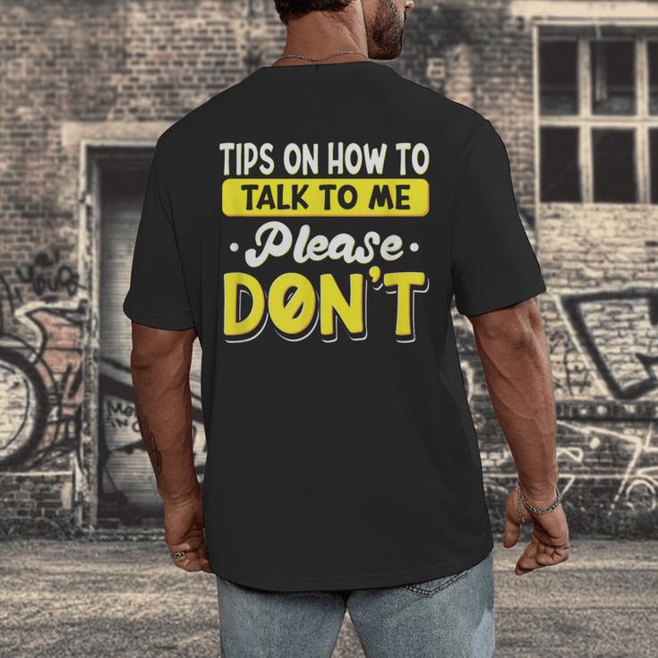 Introvert Tips On How To Talk To Me Please Don't Antisocial Men's Back Print T-Shirt