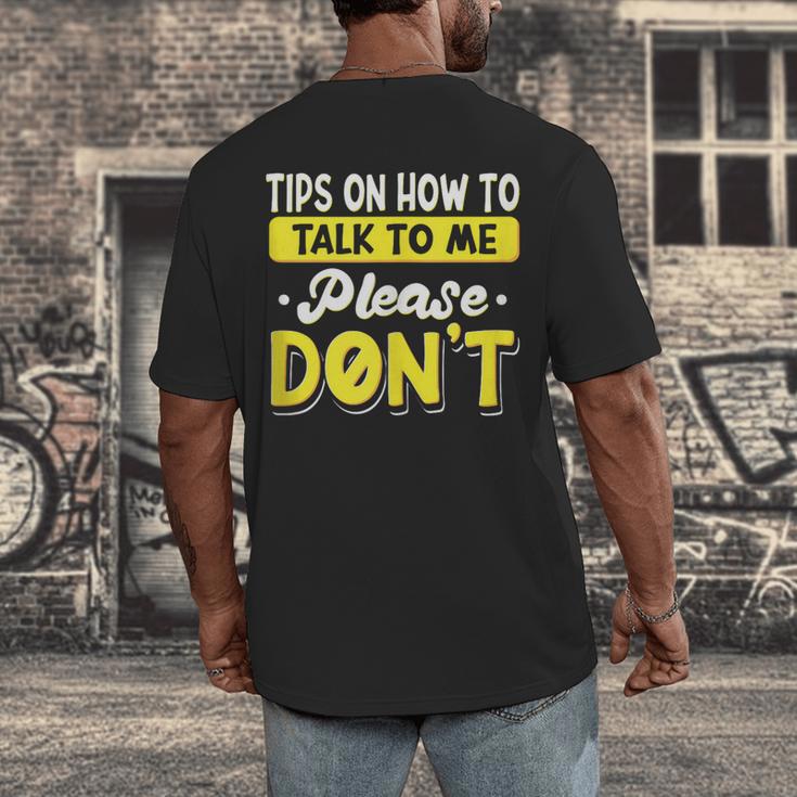 Introvert Tips On How To Talk To Me Please Don't Antisocial Men's Back Print T-Shirt Introvert Tips On How To Talk To Me Please Don't Antisocial Men's Back Print T-Shirt