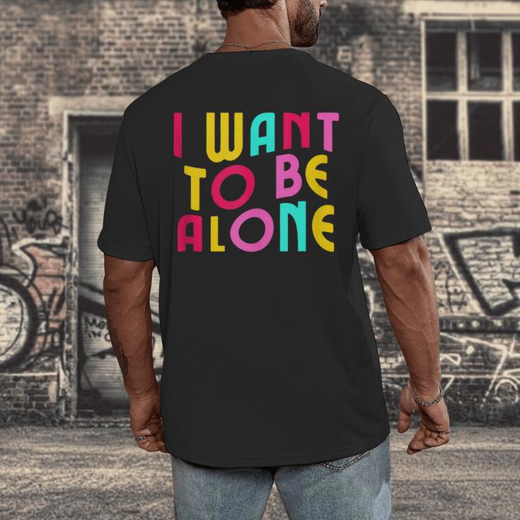 Introvert I Want To Be Alone Retro Wavy Men's Back Print T-Shirt Introvert I Want To Be Alone Retro Wavy Men's Back Print T-Shirt