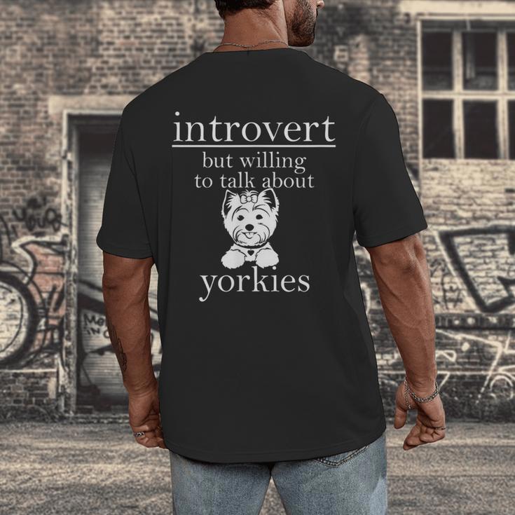 Introvert But Willing To Talk About Yorkies Men's Back Print T-Shirt