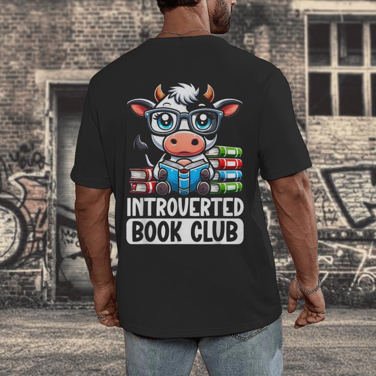 Introverted Book Club Reading Lover Cow Men's Back Print T-Shirt
