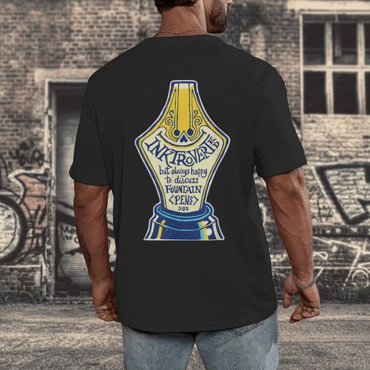 Introverted Fountain Pen Enthusiast Smiling Face Men's Back Print T-Shirt Introverted Fountain Pen Enthusiast Smiling Face Men's Back Print T-Shirt