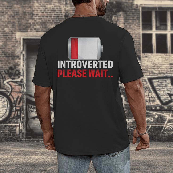 Introverted Please Wait Introvert Saying Sarcasm Men's Back Print T-Shirt Introverted Please Wait Introvert Saying Sarcasm Men's Back Print T-Shirt