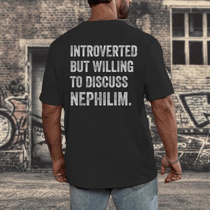 Introverted But Ready To Discuss Nephilim Humor Men's Back Print T-Shirt