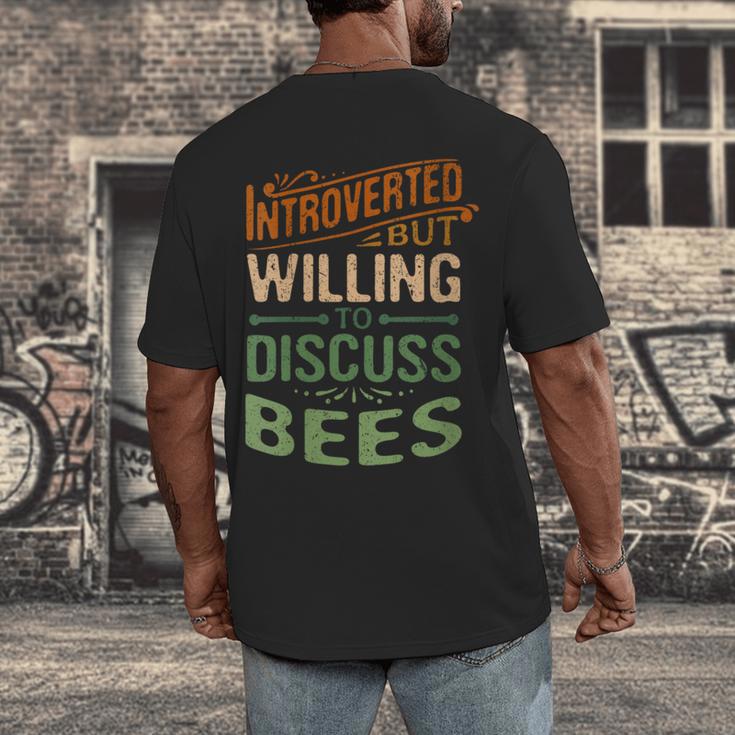 Introverted But Willing To Discuss Bees Animal Meme Men's Back Print T-Shirt Introverted But Willing To Discuss Bees Animal Meme Men's Back Print T-Shirt