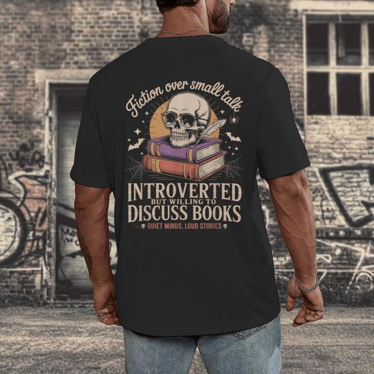 Introverted But Willing To Discuss Books Cozy Aesthetic Men's Back Print T-Shirt Introverted But Willing To Discuss Books Cozy Aesthetic Men's Back Print T-Shirt