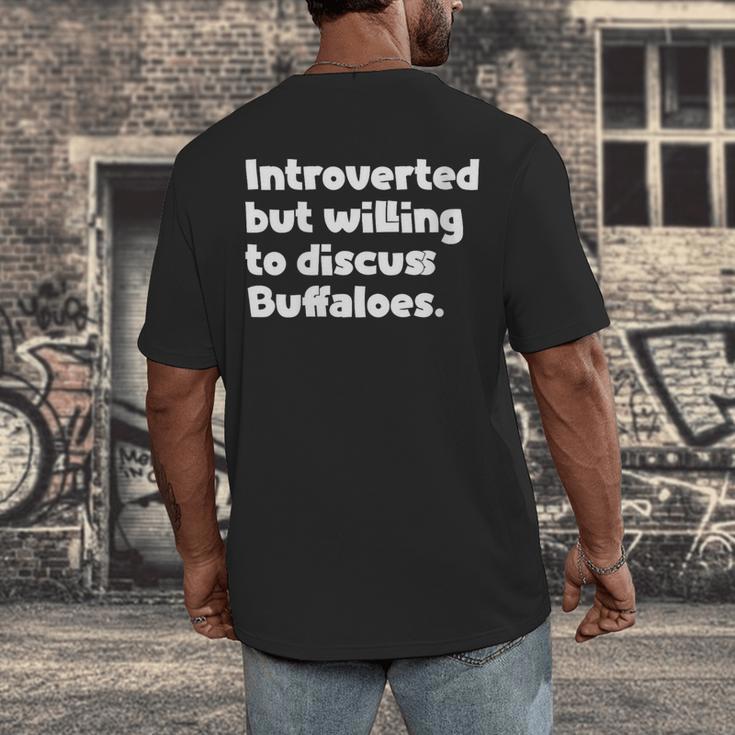 Introverted But Willing To Discuss Buffaloes Introvert Quote Men's Back Print T-Shirt