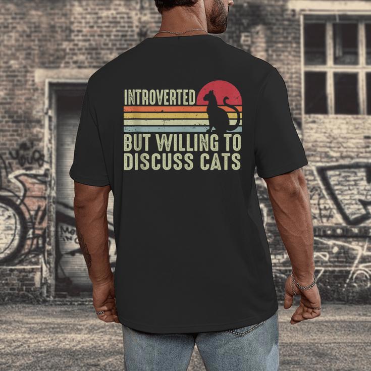 Introverted But Willing To Discuss Cats Kitten Pet Lover Men's Back Print T-Shirt Introverted But Willing To Discuss Cats Kitten Pet Lover Men's Back Print T-Shirt