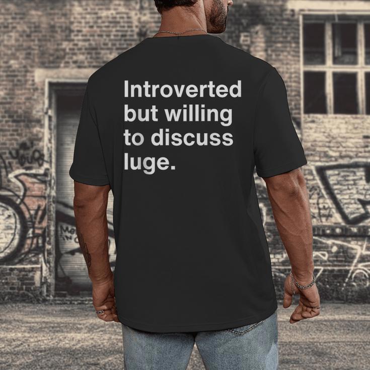 Introverted But Willing To Discuss Luge Introverts Men's Back Print T-Shirt Introverted But Willing To Discuss Luge Introverts Men's Back Print T-Shirt