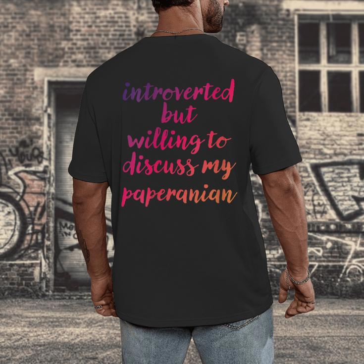 Introverted Willing To Discuss Paperanian Introvert Men's Back Print T-Shirt