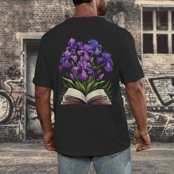 Irises Flowers Book Iris Floral Men's Back Print T-Shirt