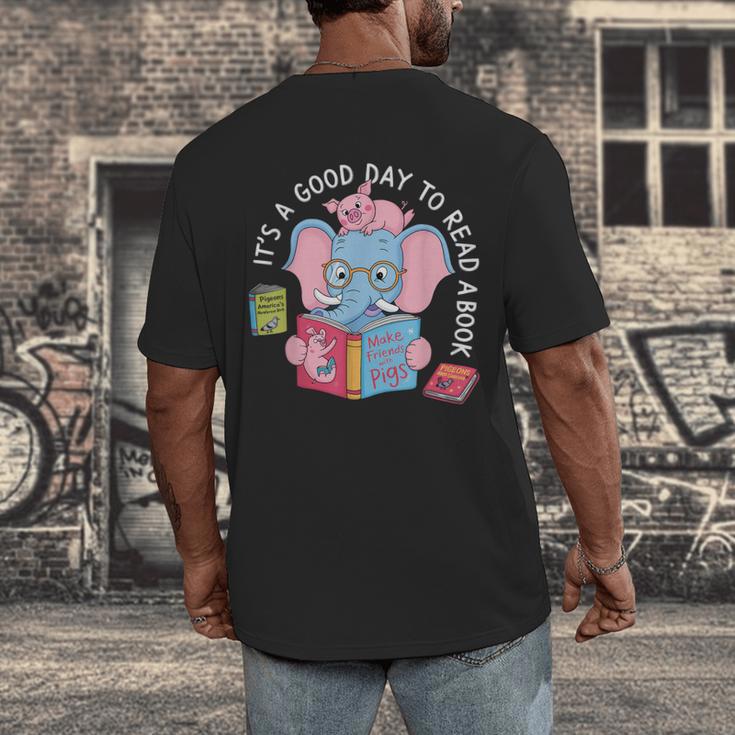 Its A Good Day To Read A Book Cute Elephant And Pig Edition Men's Back Print T-Shirt