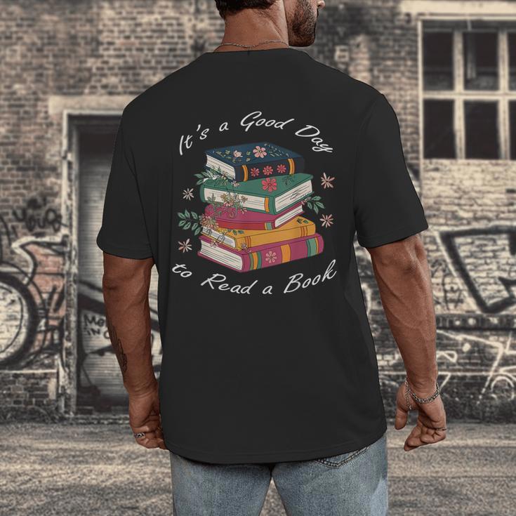 It's a Good Day To Read a Book Floral Stack Tee Men's Back Print T-Shirt